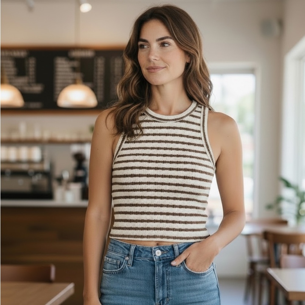 Stylish Striped Knit Tank Top